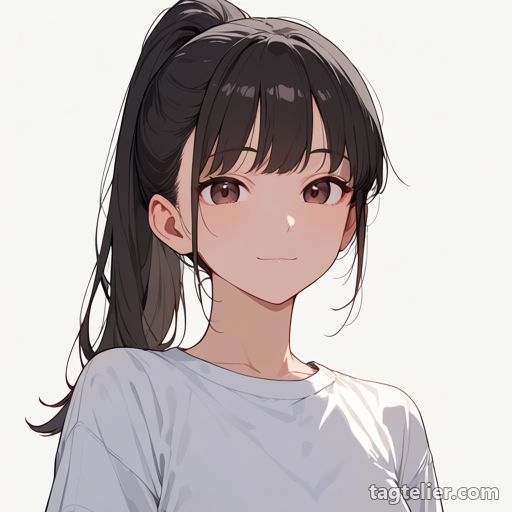 高い位置のポニーテール（high ponytail）で生成したAIイラストの見本