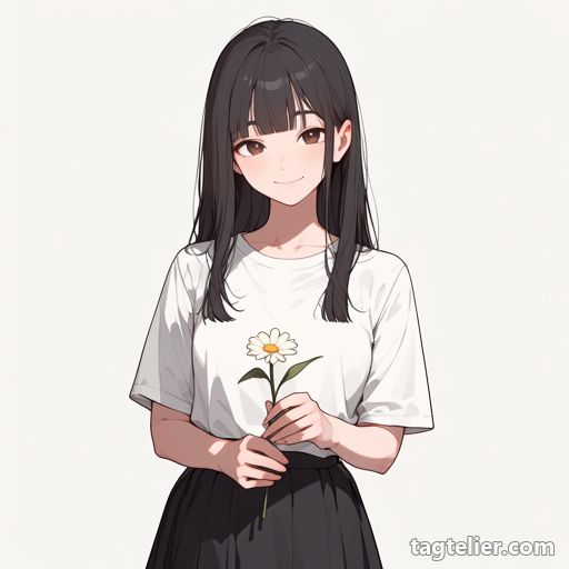 花を持つ（holding flower）で生成したAIイラストの見本