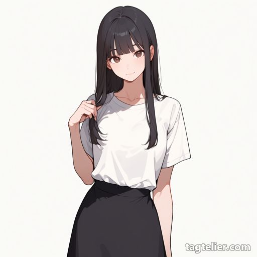 自分の髪を持つ（holding_own_hair）で生成したAIイラストの見本