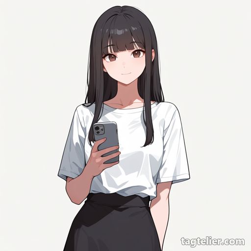 電話を持つ（holding phone）で生成したAIイラストの見本