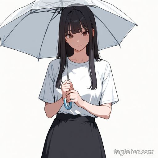 傘を持つ（holding umbrella）で生成したAIイラストの見本