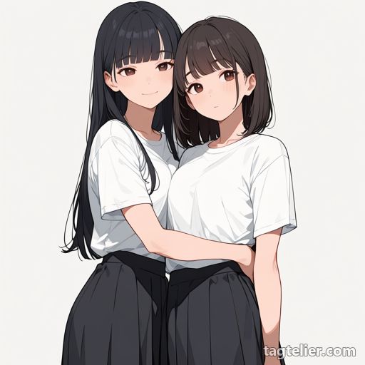 抱き合う（hug）で生成したAIイラストの見本