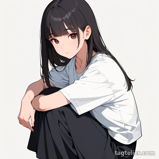 膝を胸に（knees to chest）で生成したAIイラストの見本