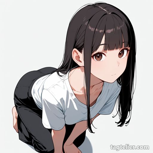 前傾姿勢（leaning forward）で生成したAIイラストの見本
