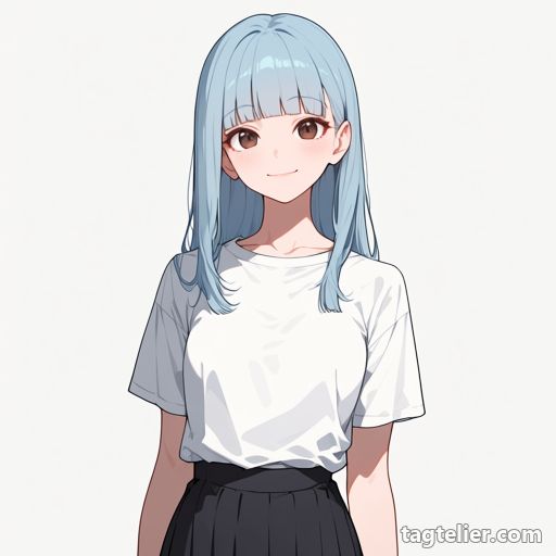 水色の髪（light blue hair）で生成したAIイラストの見本