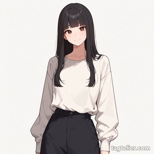 長袖（long_sleeves）で生成したAIイラストの見本