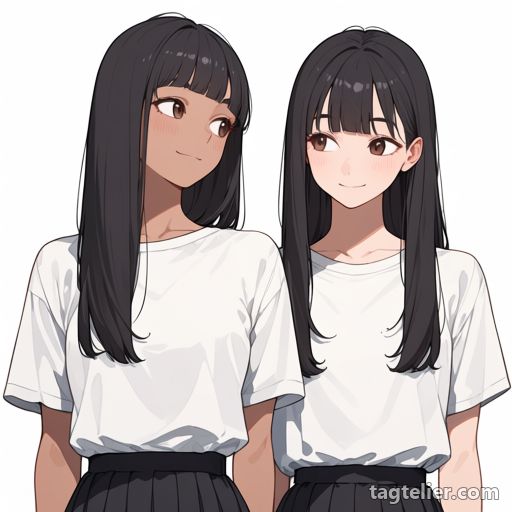 互いを見る（looking_at_another）で生成したAIイラストの見本