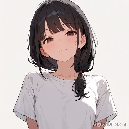 低い位置で結んだ長髪（low-tied_long_hair）で生成したAIイラストの見本