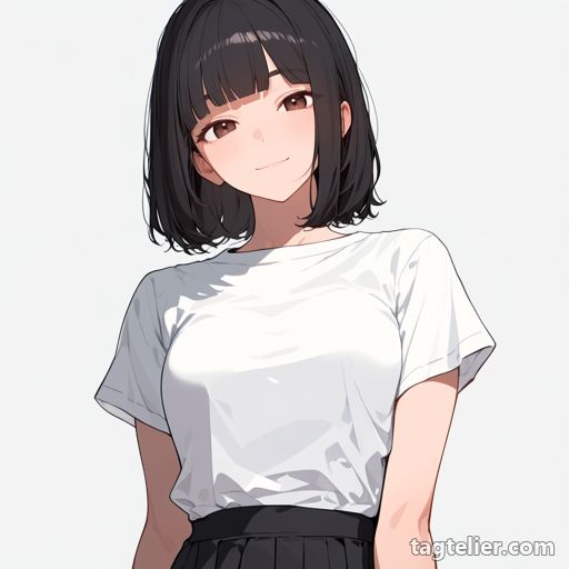 ミディアム（medium_hair）で生成したAIイラストの見本