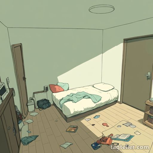 散らかった部屋（messy room）で生成したAIイラストの見本