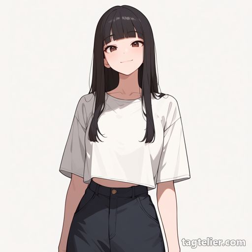 ちらりと見える腹（midriff_peek）で生成したAIイラストの見本