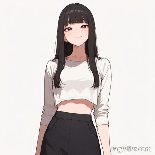 腹部の露出（midriff）で生成したAIイラストの見本