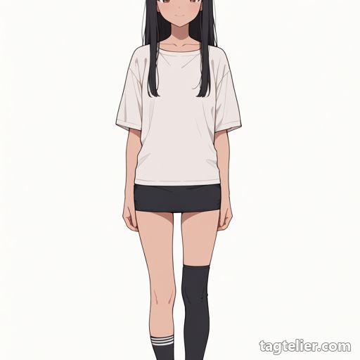 左右ちぐはぐのレッグウェア（mismatched_legwear）で生成したAIイラストの見本