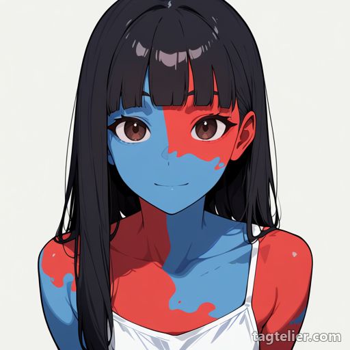 多色の肌（multicolored_skin）で生成したAIイラストの見本