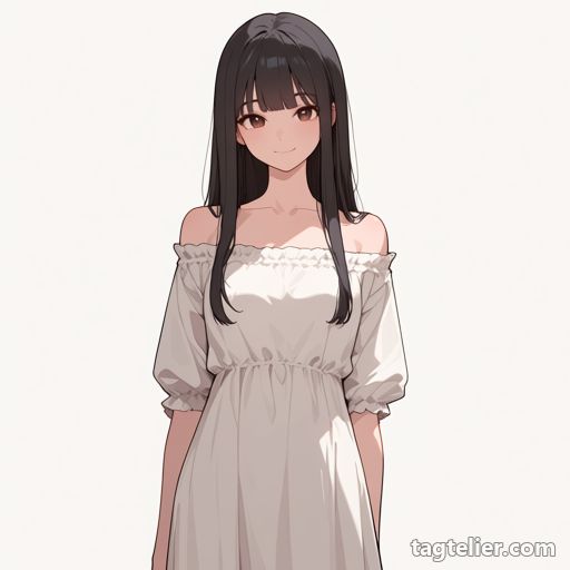 オフショルダーのドレス（off-shoulder_dress）で生成したAIイラストの見本
