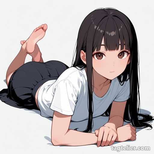 うつ伏せ（on_stomach）で生成したAIイラストの見本