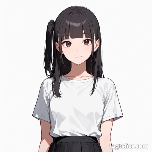 片側だけ結ぶ（one_side_up）で生成したAIイラストの見本