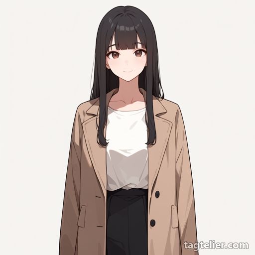 前を開けたコート（open_coat）で生成したAIイラストの見本