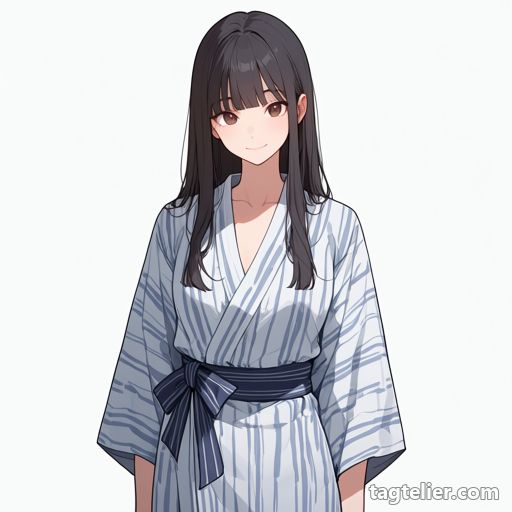 はだけた着物（open_kimono）で生成したAIイラストの見本