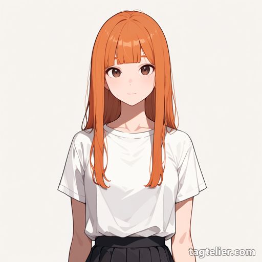 オレンジ髪（orange hair）で生成したAIイラストの見本