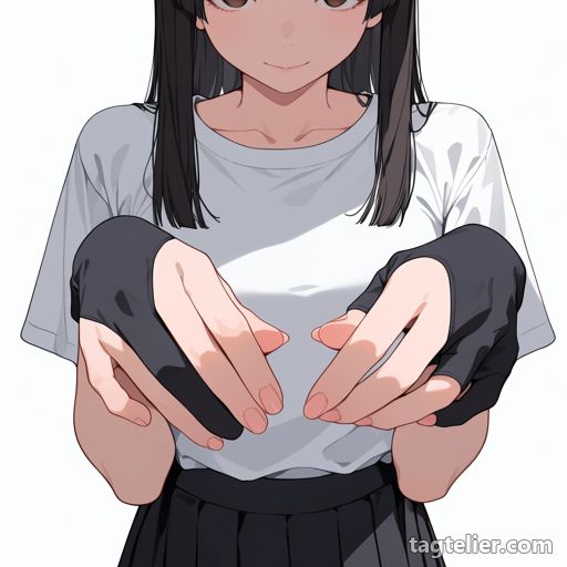 指先だけ出した手袋（partially_fingerless_gloves）で生成したAIイラストの見本