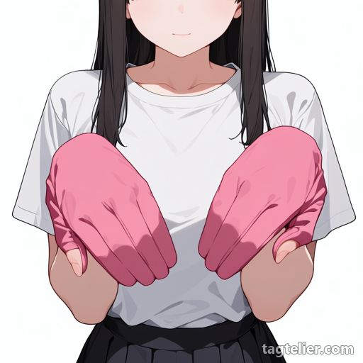 ピンクの手袋（pink_gloves）で生成したAIイラストの見本