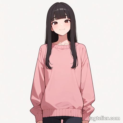 ピンクのセーター（pink_sweater）で生成したAIイラストの見本