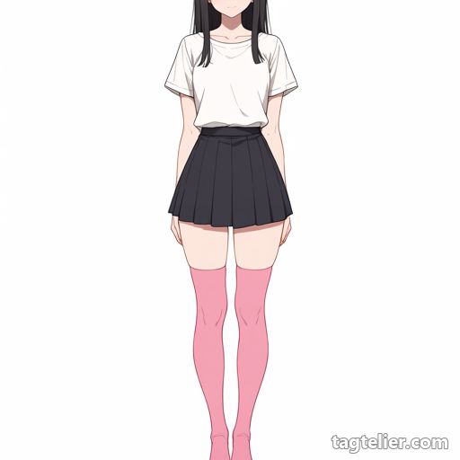 ピンクのニーソックス（pink_thighhighs）で生成したAIイラストの見本