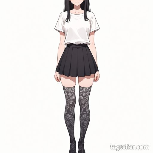 柄入りニーソックス（print_thighhighs）で生成したAIイラストの見本