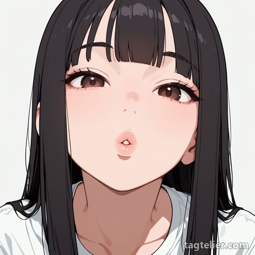 すぼめた唇（puckered lips）で生成したAIイラストの見本