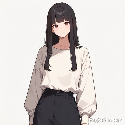 ふくらんだ長袖（puffy_long_sleeves）で生成したAIイラストの見本