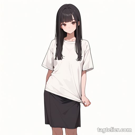 自分の服を引っ張る（pulling_own_clothes）で生成したAIイラストの見本