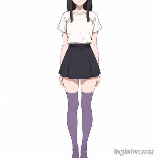 紫のニーソックス（purple_thighhighs）で生成したAIイラストの見本