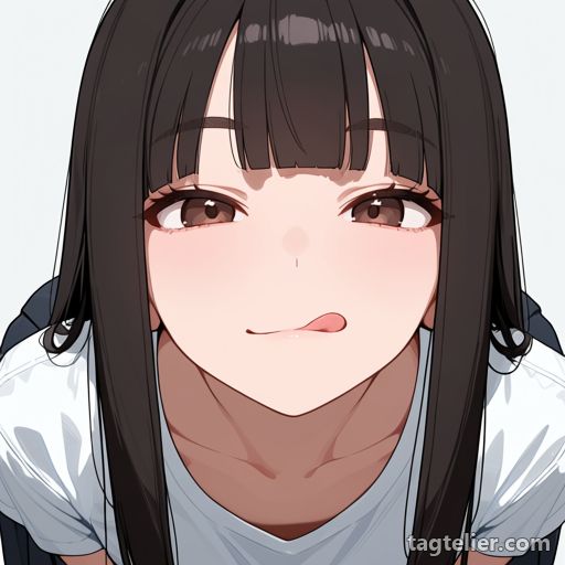 上唇を舐める口（:q）で生成したAIイラストの見本