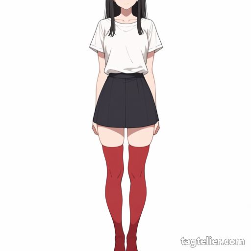赤いニーソックス（red_thighhighs）で生成したAIイラストの見本