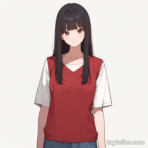赤いベスト（red_vest）で生成したAIイラストの見本