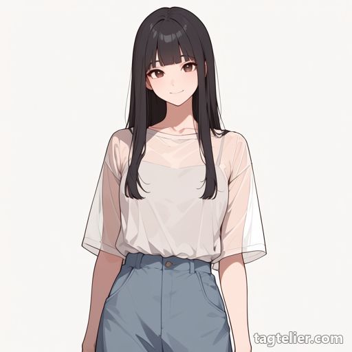シースルーのシャツ（see-through_shirt）で生成したAIイラストの見本