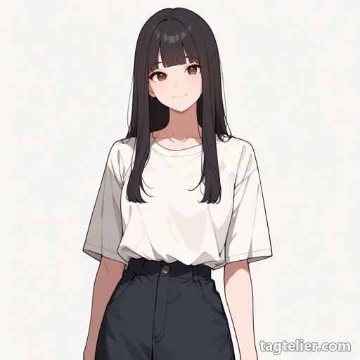 シャツイン（shirt_tucked_in）で生成したAIイラストの見本