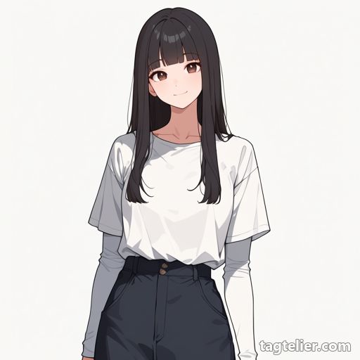 長袖の上に半袖（short_over_long_sleeves）で生成したAIイラストの見本
