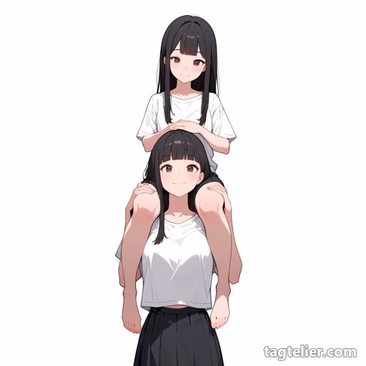 肩車（shoulder carry）で生成したAIイラストの見本