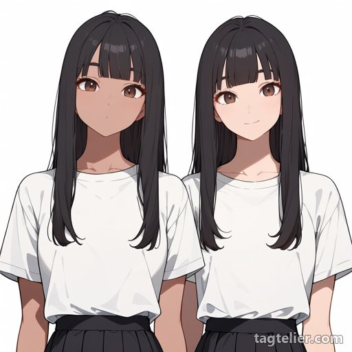 横並び（side-by-side）で生成したAIイラストの見本