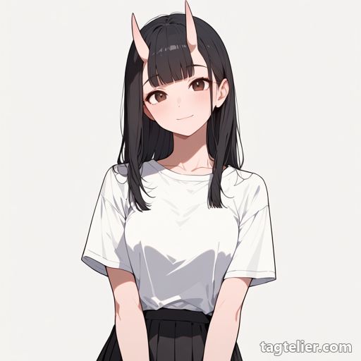 肌色の角（skin-covered_horns）で生成したAIイラストの見本