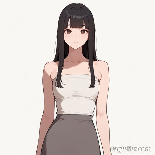 肩紐なし（strapless）で生成したAIイラストの見本