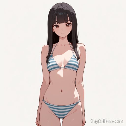 ストライプビキニ（striped_bikini）で生成したAIイラストの見本