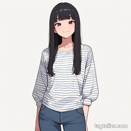 ストライプの服（striped_clothes）で生成したAIイラストの見本