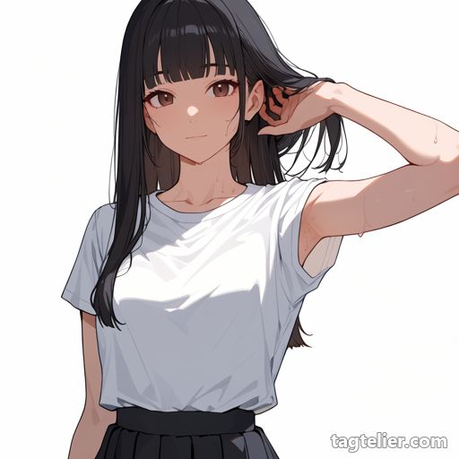 汗ばんだ腋（sweaty armpits）で生成したAIイラストの見本