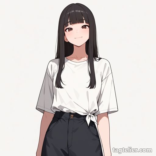 裾を結んだシャツ（tied_shirt）で生成したAIイラストの見本