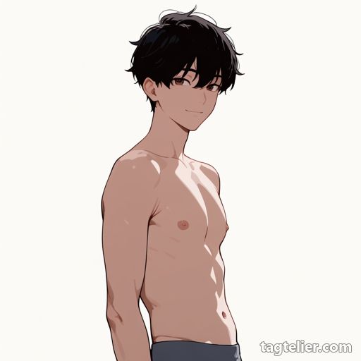 男性の上半身裸（topless_male）で生成したAIイラストの見本
