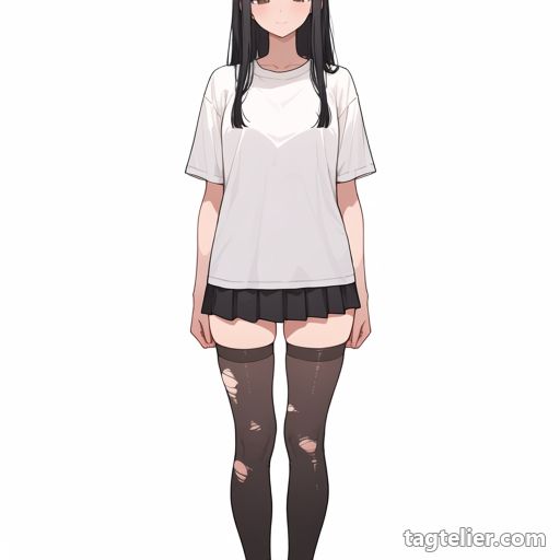 破れたニーソックス（torn_thighhighs）で生成したAIイラストの見本