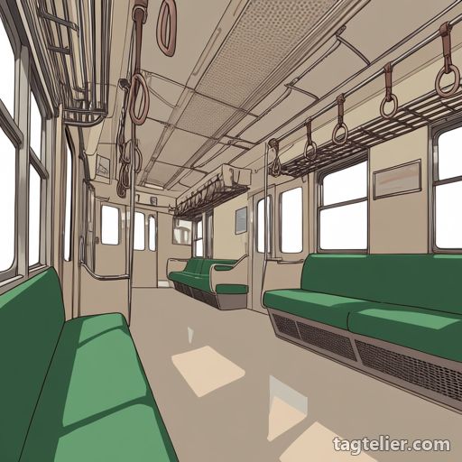 電車内（train interior）で生成したAIイラストの見本